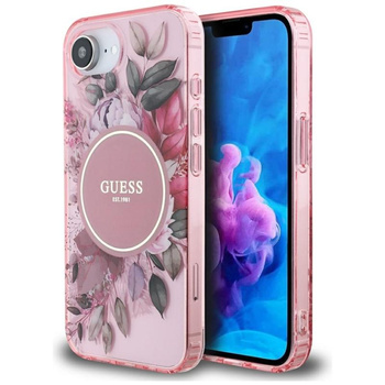Guess IML Flowers MagSafe - Etui do iPhone 16e (różowy)