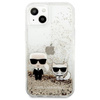 Karl Lagerfeld Liquid Glitter Karl & Choupette - iPhone 13 Mini tok (arany)