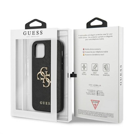 Guess Saffiano 4G Big Metal Logo - Etui iPhone 12 Pro Max (czarny)