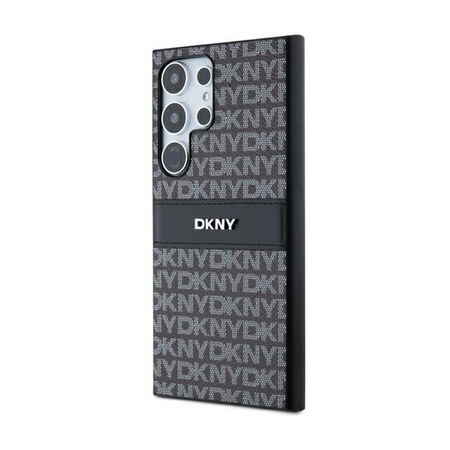 DKNY Leather Mono Stripe & Metal Logo - pouzdro pro Samsung Galaxy S24 Ultra (černé)