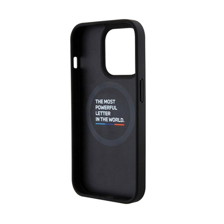 BMW Leather Carbon Blue Line MagSafe - tok iPhone 15 Pro készülékhez (fekete)
