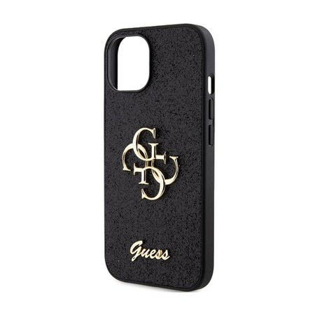 Guess Glitter Script Big 4G - iPhone 15 Plus Tasche (schwarz)
