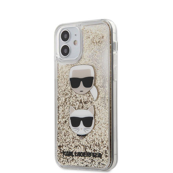 Karl Lagerfeld Liquid Glitter 2 Heads - pouzdro pro iPhone 12 Mini (zlaté)