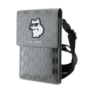 Karl Lagerfeld Saffiano Monogram Choupette - Crossbody phone bag (silver)