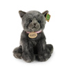 Rappa - Mascotte realistica in peluche Gatto grigio seduto 25 cm Ecologico