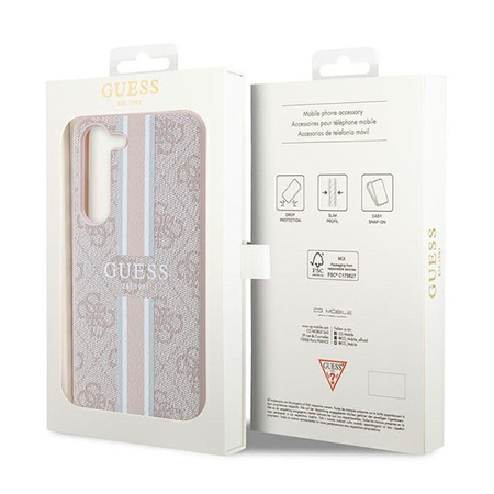 Guess 4G Printed Stripe - Case for Samsung Galaxy S23 (Pink)