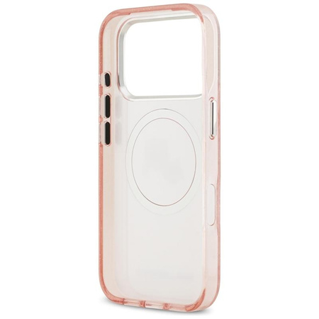 Karl Lagerfeld IML Glitter Karl & Choupette Heads Logo MagSafe - Pouzdro pro iPhone 17 Pro Max (růžové)