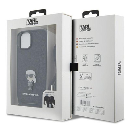 ETUI CZARNE KARL LAGERFELD DO IPHONE 15, Case z Paskiem na Ramię, Modne