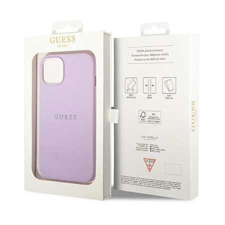 Guess Saffiano Metal Logo Stripes - iPhone 14 Plus Case (lilac)