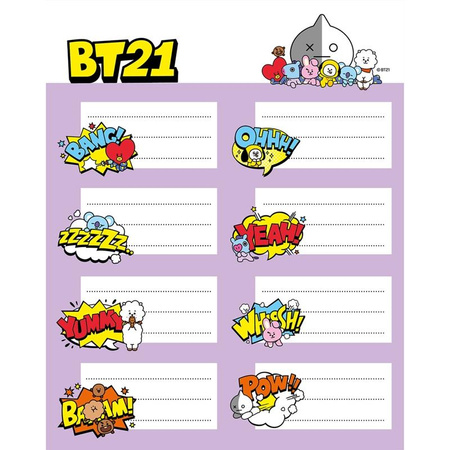 Line Friends BT21 - Set mit 16 Aufklebern für Hefte/Bücher