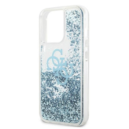 Guess Liquid Glitter 4G Big Logo - Etui iPhone 13 Pro Max (niebieski)