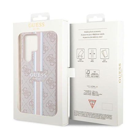 Guess 4G Printed Stripe - pouzdro pro Samsung Galaxy S23 Ultra (růžové)