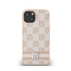 DKNY Leather Checkered Mono Pattern & Printed Stripes - Case for iPhone 14 / 15 / 13 (pink)