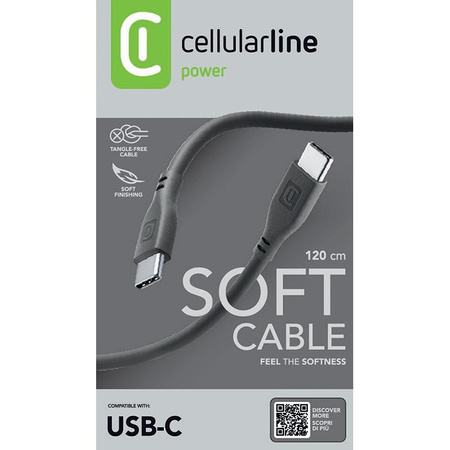 Cellularline Soft Cable - USB-C auf USB-C Kabel 1,2 m (schwarz)