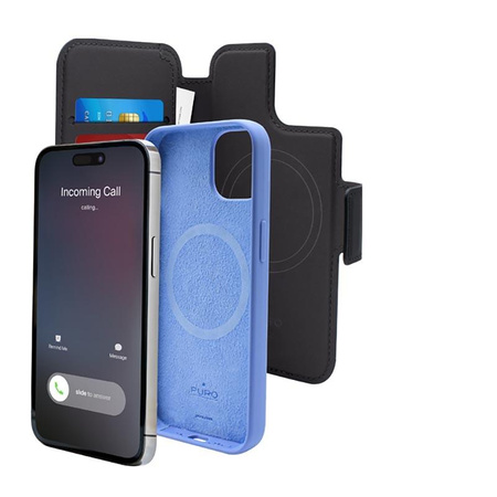 PURO Folio MagSafe tok - tok iPhone 15 Plus / 14 Plus / 12 Pro Max készülékhez (fekete)