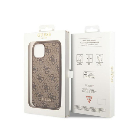 Guess 4G Metal Gold Logo - Coque pour iPhone 15 Plus (marron)