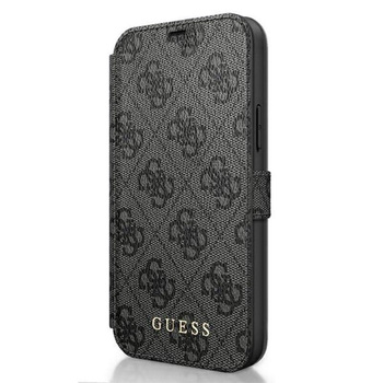 Collection Guess Booktype 4G Charms - Étui pour iPhone 12 mini avec fentes pour cartes (gris)