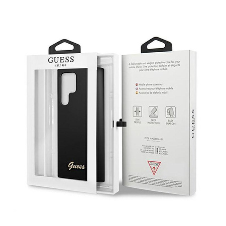 Guess Silicone Script Metal Logo - Etui Samsung Galaxy S22 Ultra (noir)