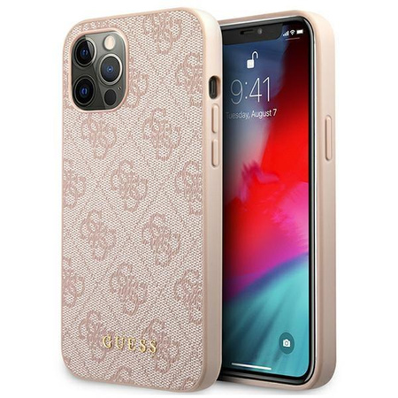 Guess 4G Metall Gold Logo - iPhone 12 Pro Max Tasche (rosa)