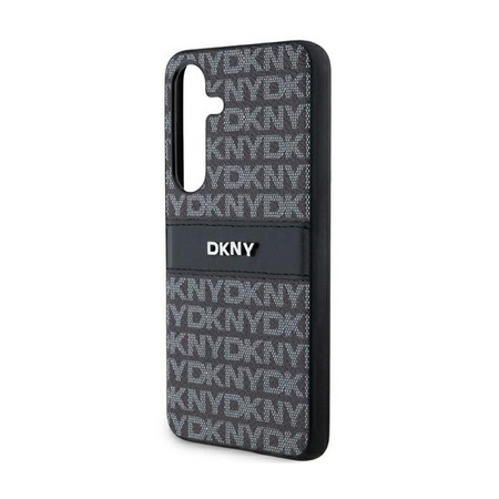 DKNY Leather Mono Stripe & Metal Logo - Samsung Galaxy S24+ Tasche (schwarz)