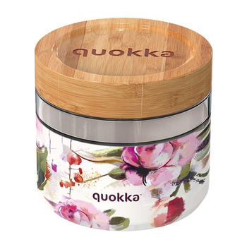Quokka Deli Food Jar - Glas-Lebensmittelbehälter / Lunchbox 820 ml (Dunkle Blumen)