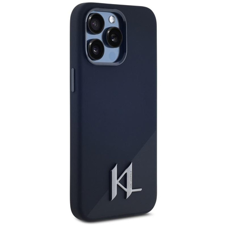 Karl Lagerfeld Silikon Shadow Metal Initial MagSafe - Hülle für iPhone 15 Pro (schwarz)