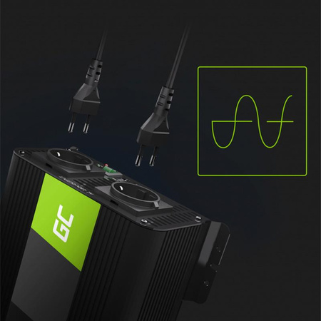 Green Cell - Měnič PRO 12V na 230V 1000W/2000W s čistou sinusovkou
