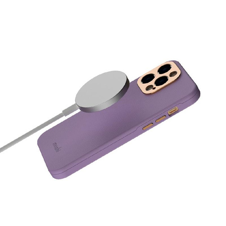 Moshi Napa Slim MagSafe - Ledertasche für iPhone 14 Pro Max (Lavendel-Lila)