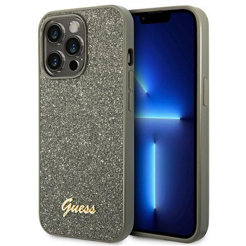 Guess Glitter Flakes Metal Logo Case - iPhone 14 Pro Max tok (zöld)