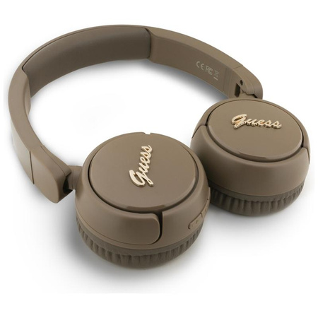 Guess Metal Logo Script - bezdrátová sluchátka do uší Bluetooth V5.3 (hnědá)