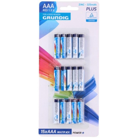 Grundig - Set of AAA / R03 1.5 V zinc batteries 15 pcs.