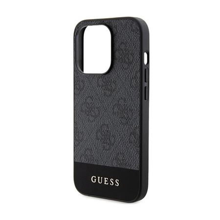 Guess 4G Bottom Stripe Metal Logo Collection - iPhone 15 Pro Tasche (grau)