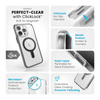 Speck Presidio Perfect-Clear ClickLock & Magsafe - Case for iPhone 15 Pro Max (Clear / Frosted Black / Slate Grey)