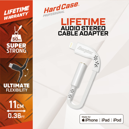 Energizer HardCase - Lightning auf 3,5 mm Klinke Audio Adapter MFi zertifiziert 11 cm EU (Weiß) lebenslange Garantie