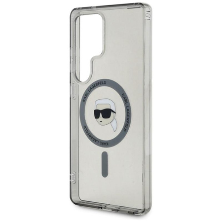Karl Lagerfeld Button Karl Head Printed Logo MagSafe - Étui Samsung Galaxy S25 Ultra (noir)