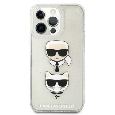 Karl Lagerfeld Glitter Karl & Choupette Head - iPhone 13 Pro Max Case (silver)