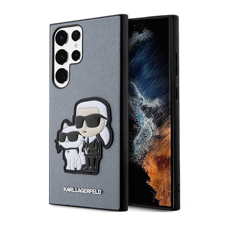 Karl Lagerfeld NFT Saffiano Karl & Choupette - pouzdro pro Samsung Galaxy S23 Ultra (šedé)