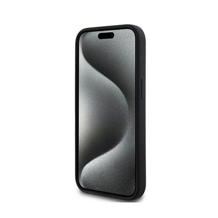 DKNY Liquid Silicone fehér nyomtatott logó MagSafe - iPhone 15 / 14 / 13 tok (fekete)
