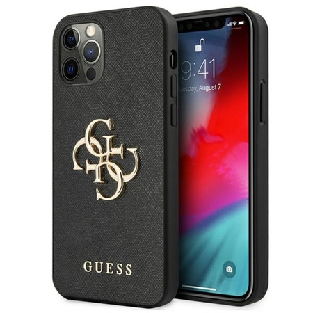 Guess Saffiano 4G Big Metal Logo - iPhone 12 Pro Max Tasche (schwarz)