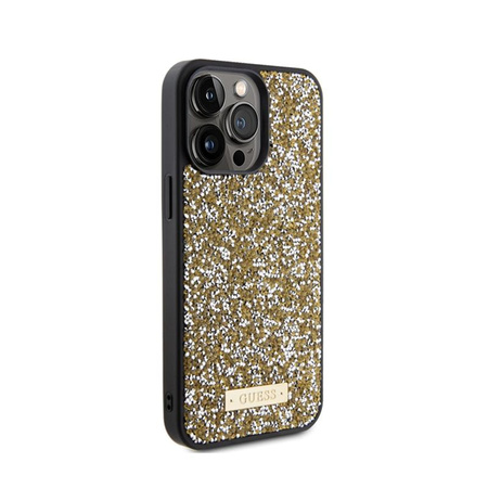 Guess Rhinestone Metal Logo - pouzdro pro iPhone 15 Pro Max (žluté)
