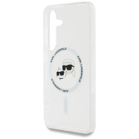 Karl Lagerfeld Button Karl & Choupette Heads Printed Logo MagSafe - Hülle für Samsung Galaxy S25 (Weiß)