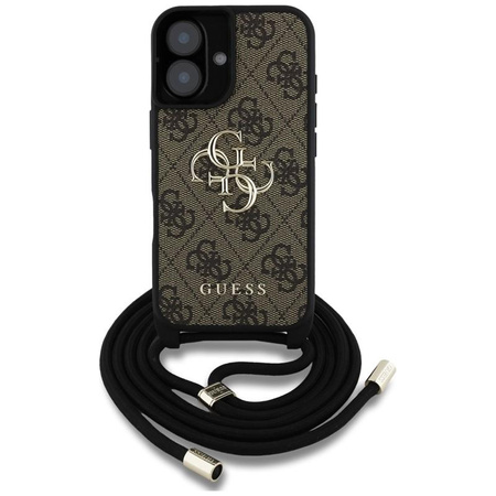 Guess 4G Big Logo Cord Strap Crossbody - Pouzdro pro iPhone 16 Plus (hnědý)