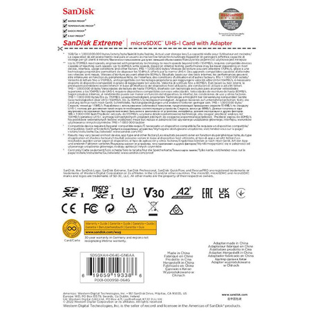 SanDisk Extreme microSDXC - Speicherkarte 64 GB A2 V30 UHS-I U3 170/80 MB/s mit Adapter