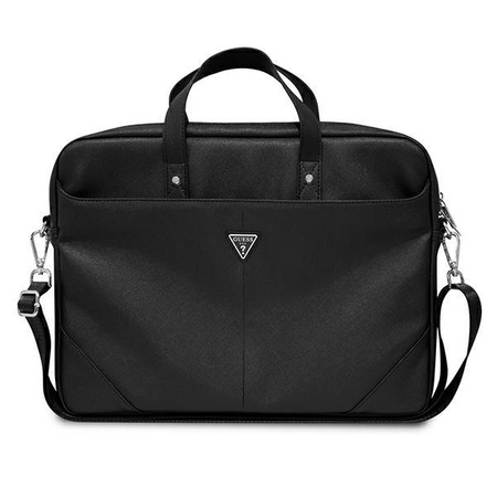 Guess Saffiano Triangle Logo Computer Bag - 16" Notebook Bag (black)