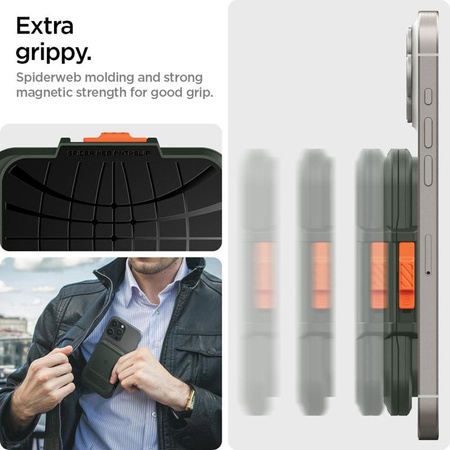 Spigen Lock Fit MagSafe - Magnetische Brieftasche (Militärgrün)