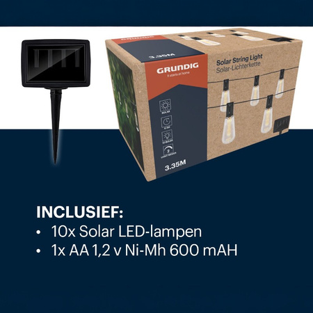 Grundig - Solární zahradní LED světla 3,35 m