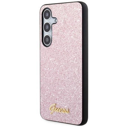 Guess Glitter Flakes Metal Logo Case - pouzdro pro Samsung Galaxy S24 (růžové)