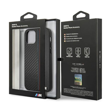 BMW Carbon Tricolor - iPhone 12 Pro Max tok (fekete)