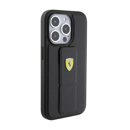 Ferrari Grip Stand Metal Logo - iPhone 15 Pro Max Case (black)