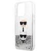 Karl Lagerfeld Liquid Glitter Karl & Choupette Head - iPhone 13 Pro Tasche (Silber)